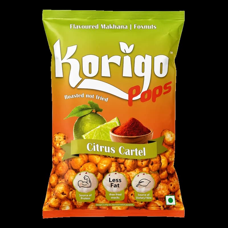 Korigo Pops Citrus Cartel Tangy Makhana Foxnuts | Spicy Citrus | 35g