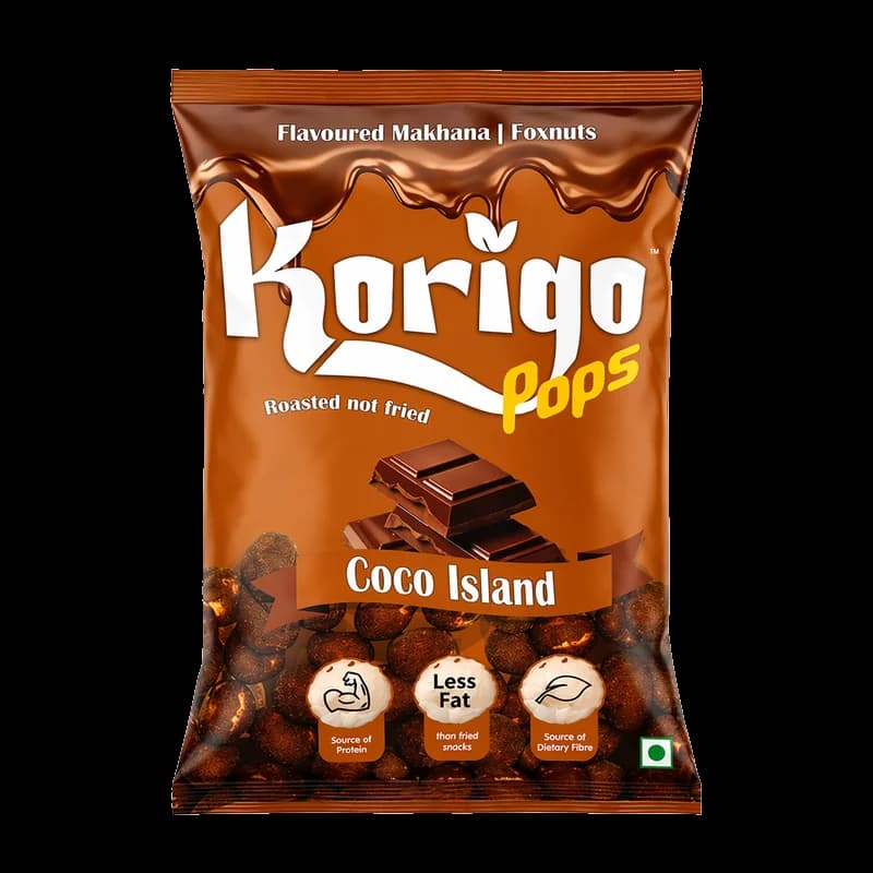 Korigo Pops Coco Island Chocolate Makhana Foxnuts | Sweet Snack | 35g