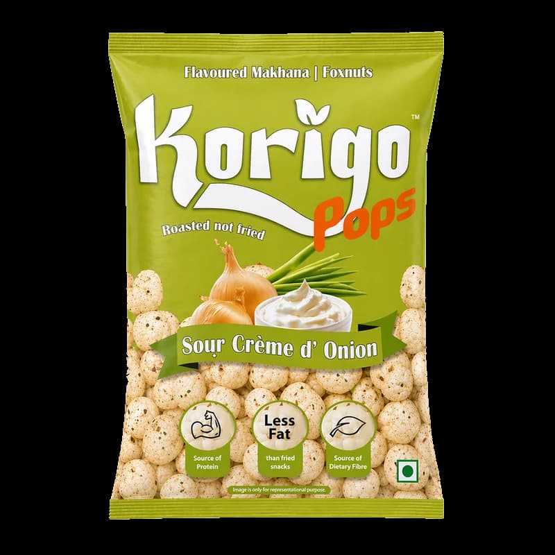 Korigo Pops Sour Crème d' Onion Makhana Foxnuts | Creamy Snack | 35g