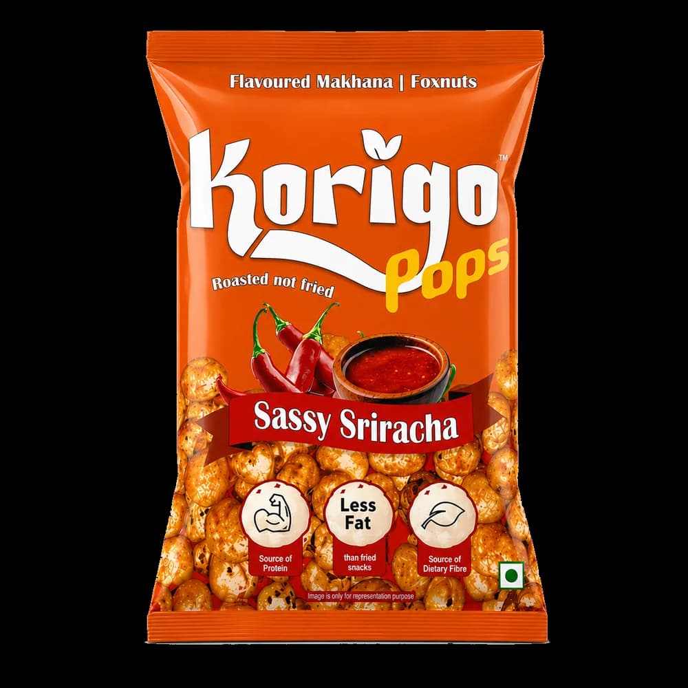 Korigo Pops Sassy Sriracha Flavoured Makhana Foxnuts | Spicy |35g