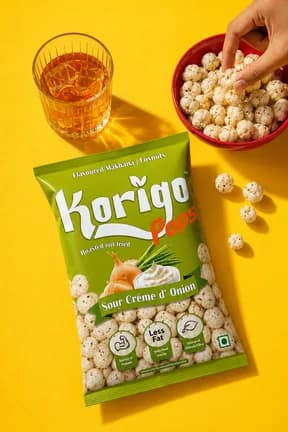 Korigo Pops Sour Crème d’ Onion Makhana Foxnuts | Creamy Snack | 35g thumbnail 6