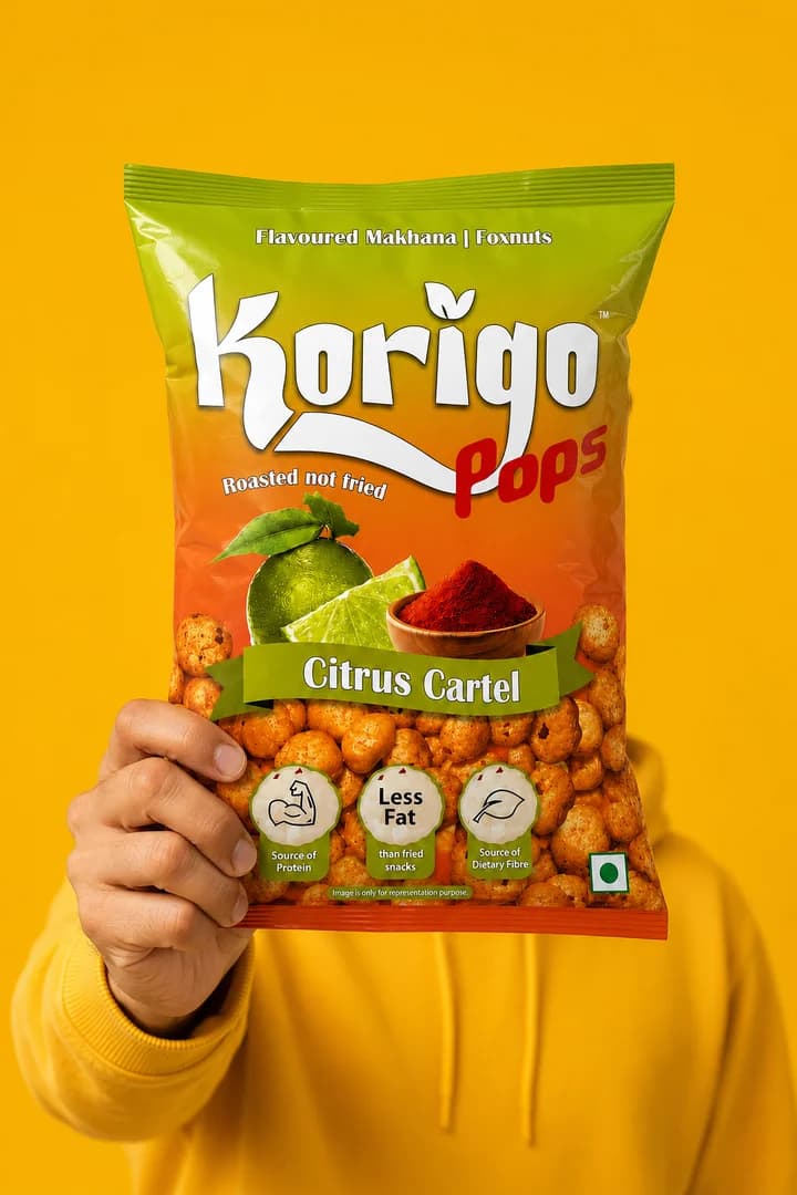 Korigo Pops Citrus Cartel Tangy Makhana Foxnuts | Spicy Citrus | 35g thumbnail 7