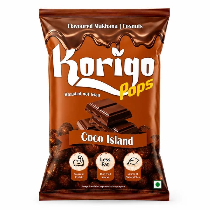 Korigo Pops Coco Island Chocolate Makhana Foxnuts | Sweet Snack | 35g thumbnail 2