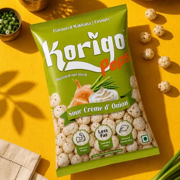 Korigo Pops Sour Crème d’ Onion Makhana Foxnuts | Creamy Snack | 35g